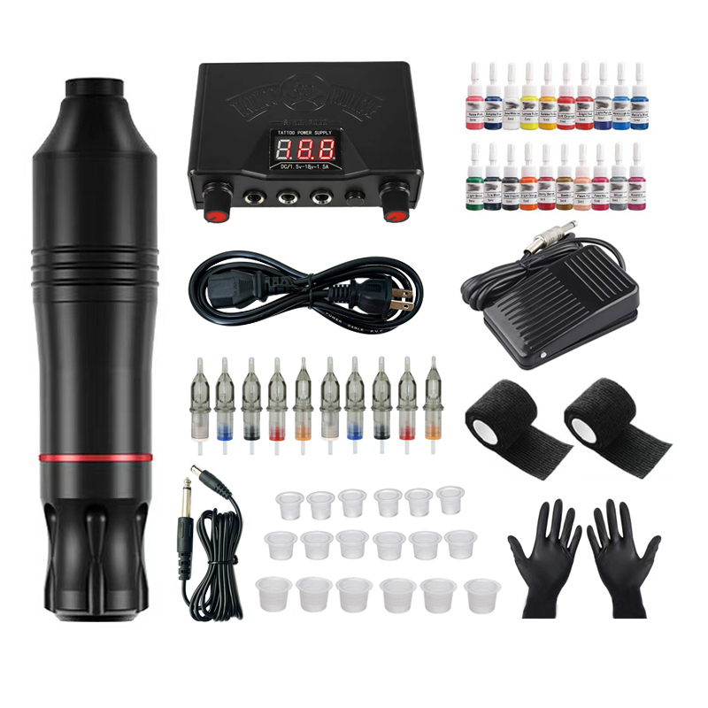 Complete Tattoo Machine Set for Students to Learn Self-Taught, Tattoo Equipment for Opening a Shop, All-In-One Tattoo Machine Set, Tattoo Pen
