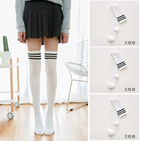 [Коленные носки] 3 бар белые 3 пары