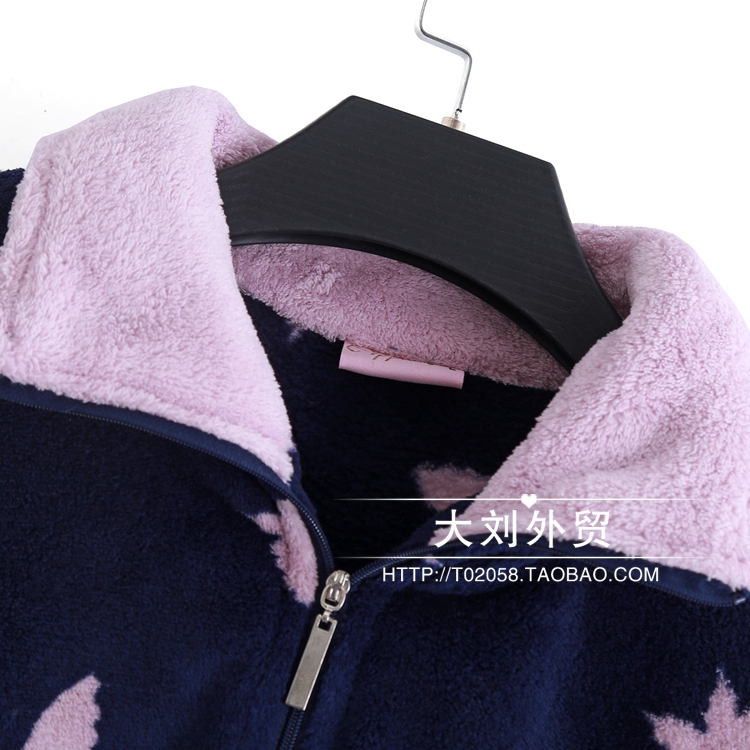 Giá trị gà rán đơn Ý! In nhung nhung cổ áo đồ ngủ nhà dịch vụ phù hợp với nữ flannel mùa thu có thể được mặc bộ jum đẹp