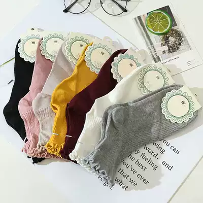 Indispensable small thing day single comfortable sweat-absorbing solid color fungus edge short tube cotton socks for women 193411