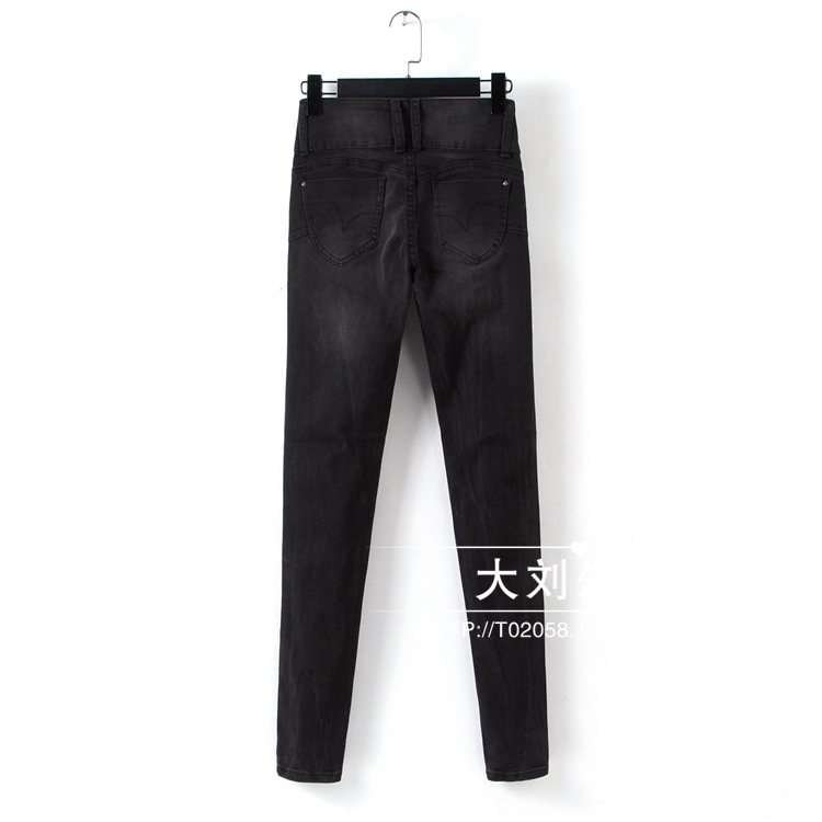 Châu Âu và Hoa Kỳ độc thân 2017 thu đông 2017 thời trang mới eo cao quần lọt khe quần jeans ba dây quần dài thời trang nữ 2021