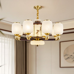 New Chinese-Style All-Copper Grand Solid Wood Hall Lamp 2026 New Model Song Dynasty Dining Room Study Living Room Bedroom Villa Main Light