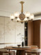 New Chinese-Style All-Copper Black Walnut Solid Wood Living Room Chandelier, Song Dynasty Aesthetics, High-End and Grand Villa Chinese-Style Chandelier