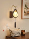 New Chinese-Style Wooden Wall Lamp Bedroom Bedside Lamp Fabric Lampshade Wall Switch Song-Style Aesthetics New Led Lighting Fixtures