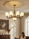 American mid-century style all-copper living room chandelier, retro light luxury glass lampshade, branch-shaped main lamp, creative design lamp