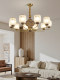 New Chinese-Style All-Copper Black Walnut Solid Wood Living Room Chandelier, Song Dynasty Aesthetics, High-End and Grand Villa Chinese-Style Chandelier