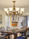American-Style All-Copper Chandelier for Living Room, Retro Mid-Century Style, New Glass Lampshade, European-Style Dining Room, Bedroom, Hall, Copper Lighting Fixtures