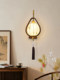 New Chinese-Style Wooden Wall Lamp Bedroom Bedside Lamp Fabric Lampshade Wall Switch Song-Style Aesthetics New Led Lighting Fixtures
