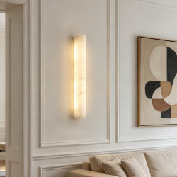 New Chinese Style, Mid-Century Modern, Simple Spanish Natural Marble Wall Lamp, Living Room, Bedroom, Bedside Decoration, Led Lighting Fixtures