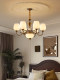 American mid-century style all-copper living room chandelier, retro light luxury glass lampshade, branch-shaped main lamp, creative design lamp