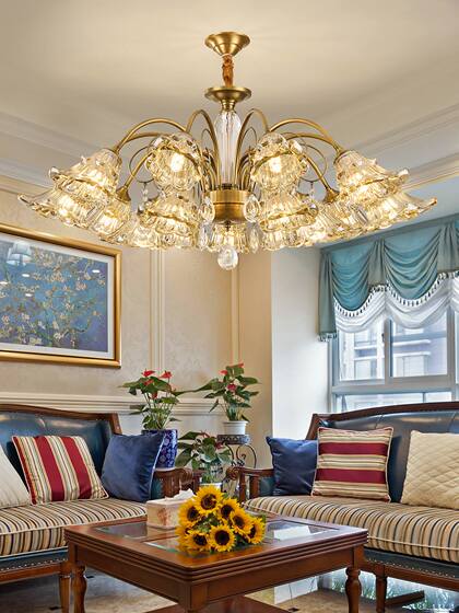 All-Copper American-Style Vintage Chandelier, High-End Designer Model, French Mid-Century Style Living Room and Bedroom Main Light