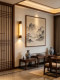 New Chinese-Style Copper Walnut Wood Spanish Marble Wall Lamp for Living Room, Bedroom, Corridor Lighting Decoration Wall Lamp