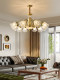 French-Style Vintage Living Room All-Copper Chandelier with Glass Lampshade, Warm and Romantic Dining Room European-Style Duplex Chandelier