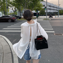 Sunscreen Womens Summer New Loose Dew Back Sexy White Shirt Design Sensation Super Fairy Snowspun Cardigan Jacket