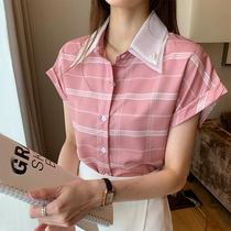 Summer Short Sleeve Snowspinning Shirt Woman Design Sensation Plaid Jacket 2022 New Loose Temperament Foreign Air Cover Cardigan