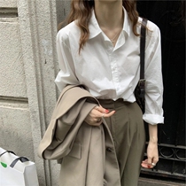 White Shirt Woman Spring Slim Fit Design Feel Jacket Long Sleeve Sunscreen Jacket Loose 100 Lapped Temperament Professional Shirt
