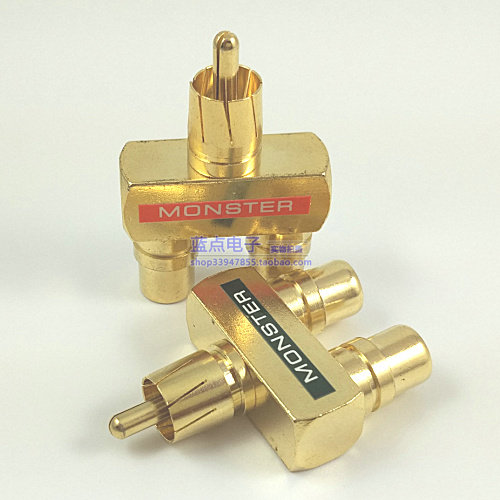 All copper gold-plated lotus tee Dual audio RCA 1 minute 2 swivel 1 male 2 female female AV adapter