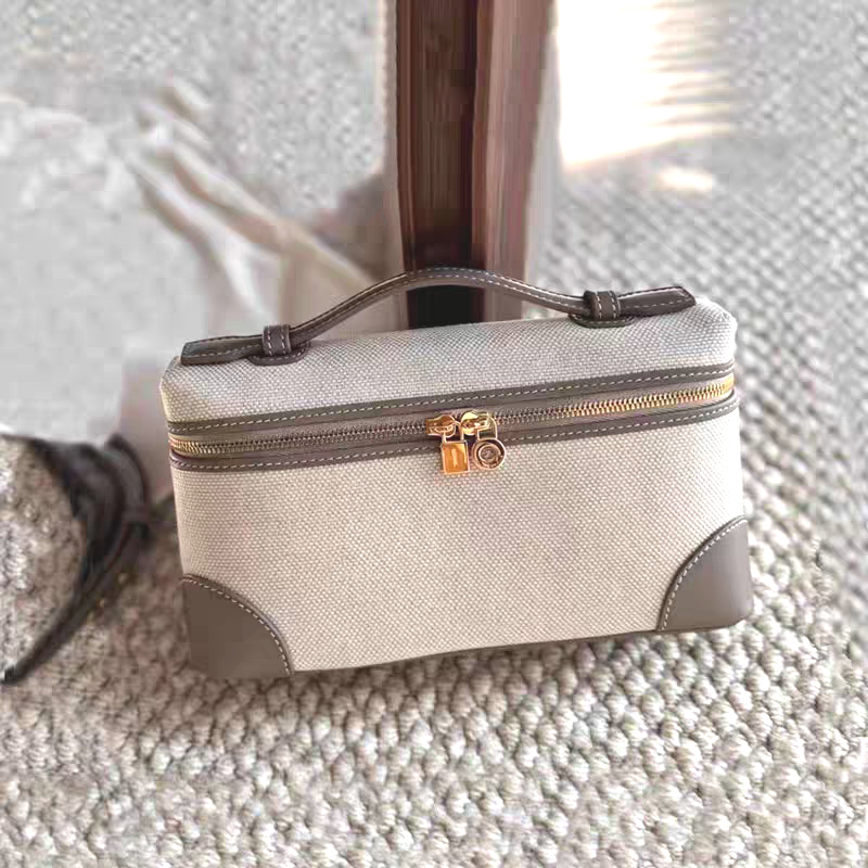 Lp19 Lunch Box Bag Linen Color-Blocked Leather Box Bag Women's Small Handbag 2026 New Retro Single Shoulder Crossbody Bag Lp19 Lunch Box Bag Linen Color-Blocked Leather Box Bag Women's Small Handbag 2026 New Retro Single Shoulder Crossbody Bag