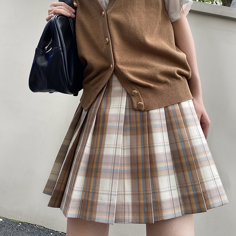 Pudding bear Original Ice Town Milk Tea Jk Gerdress Uniform Skirt Half Body Skirt Woman Short Skirt Plexu Skirt Day Genuine fall