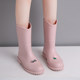 New Japanese cute rain boots mid-calf pony boots rain boots women's lightweight non-slip warm overshoes waterproof rubber shoes water shoes