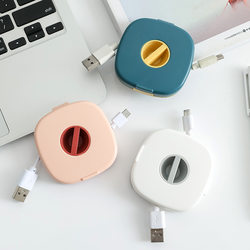 Data cable storage box, mobile phone holder, headphone cable rotatable cable manager, portable mobile phone charging cable storage box