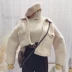 Mùa thu đông 2018 Thời trang Hàn Quốc ve áo màu rắn đơn ngực ngắn áo khoác len nữ nhỏ hoang dã