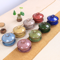 Ceramic Zisha Kung Fu Tea Set Ice Cracking Glaze Set Seven Color Three Cai Cup Tea Cup Promotional Gift Gift