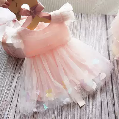 Super foreign pie baby clothes summer hundred days Net red baby princess dress puffy gauze dress newborn baby Full Moon