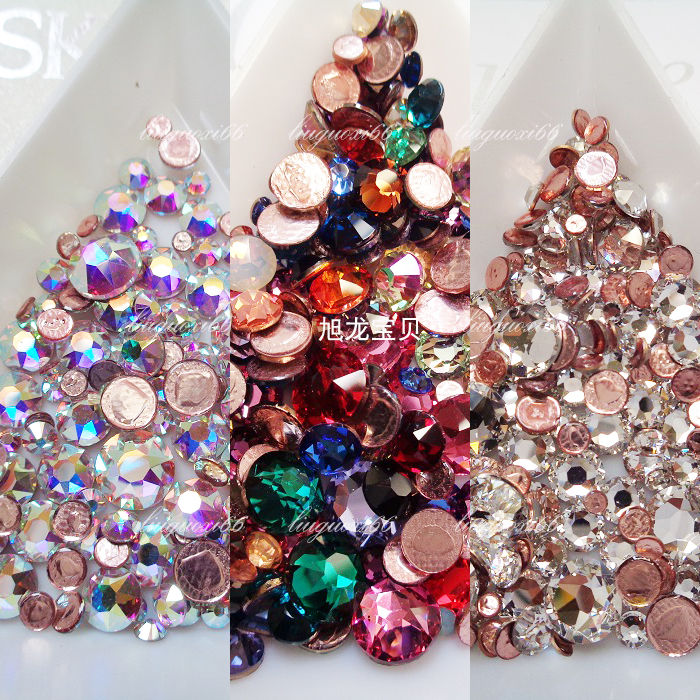 Austrian hot diamond mixed diamond bag manicure Shijia diamond nail piece diamond white mixed color AB white wedding dress diamond