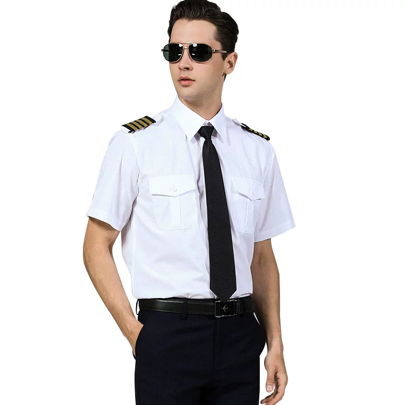 Captain short-sleeved uniform men's pilot style aviation flight attendant uniform youth flight uniform nightclub style suit
