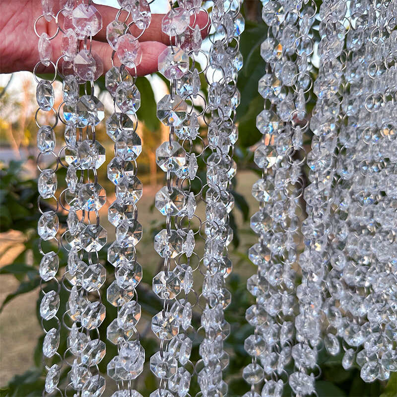 Wedding Bead String Crystal Ceiling Bead Chain Octagonal Beads Wedding Aisle Curtain Hanging Beads Window Decoration Hanging Curtain Curtain Rod