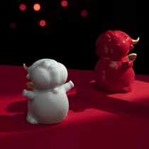 Landscape a ceramic doll gift cute year of the ox cartoon Zodiac ornaments Enterprise Annual Meeting gift box