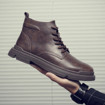 Genuine leather Martin boots Mens short boots Inlenty wind retro tooling shoes mens inner heightening 100 lap trendy high help leather shoes