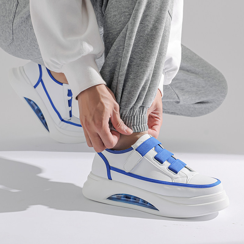 Klein blue niche skate shoes men's trendy all-match spring college Hong Kong style thick bottom heightened casual shoes McQueen white shoes