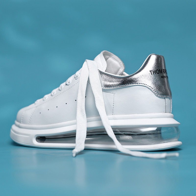 Genuine Leather Mckun Small White Shoes Man 2020 Summer Mckun Air Cushion Thick Bottom Heightening Men's Shoes Couple Casual Shoes Women Board Shoes