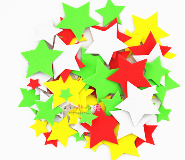 ສະຕິກເກີດາວຫ້າຈຸດ star sticker foam sticker sponge paper diy handmade material kindergarten reward sticker