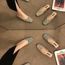 ITSK semi-slipper female summer outwear style coarse heel square head Baotou sexy BAO WEN matching skirt cool tug Mueller shoes