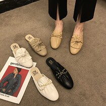 ITSK semi-slipper female outwear style flat-bottomed Baotou without heel cool drag One foot pedal sloth Mueller shoes Single shoe