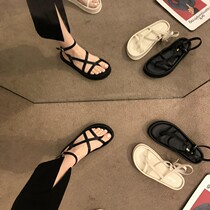 ITSK sandals female outwear style thick bottom woven fine with fairy wind in a flat and flat Roman womens shoes