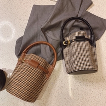 ITSK bag women's 2021 new shoulder hand messenger bag fashion houndstooth women's bag Joker bucket bag