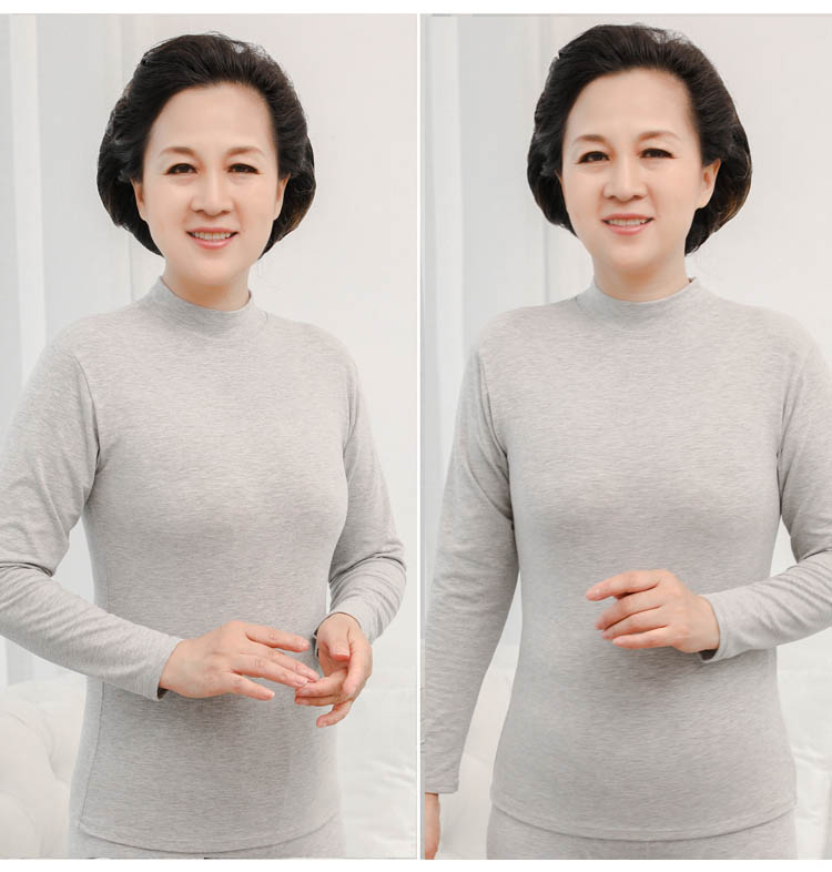 Cotton trung niên cộng với chất béo cotton kích thước lớn đồ lót nữ đơn giản quần áo mùa thu nửa cao cổ áo len cotton ấm áp hàng đầu ao giu nhiet co lo nam