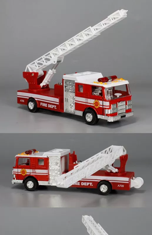 Tiado American Fire Truck Ladder Truck Alloy Model Model Phiên bản âm thanh và ánh sáng Kéo lại đồ chơi xe hơi - Chế độ tĩnh