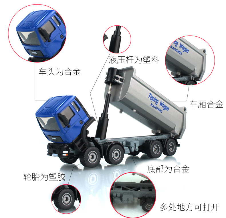 Kaidiwei (full alloy large 8-wheel dump truck)Dump truck engineering vehicle Alloy car model toy