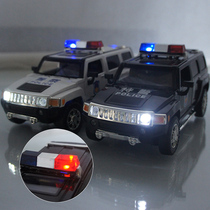 Car Model 1:24 Hummer H3 police car off-road vehicle alloy sound and light car model childrens toys