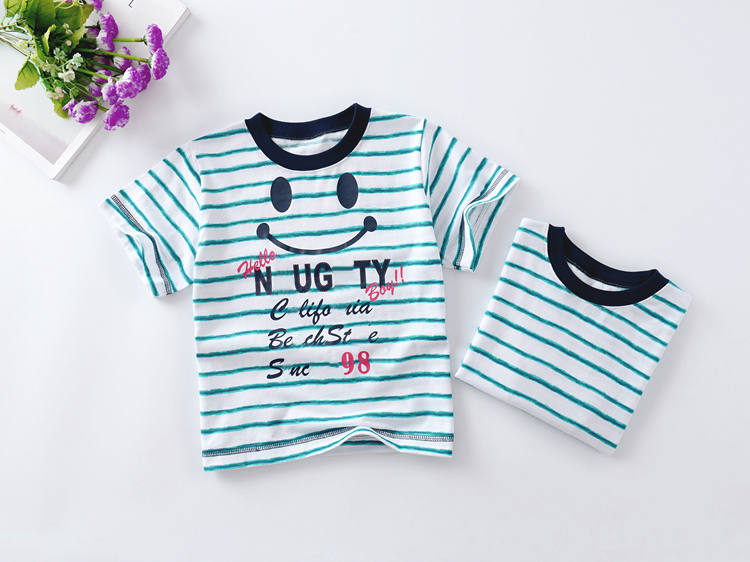 Dải màu smiley ~ boy bông giản dị t-shirt nhà lỏng ngắn tay scorpion jersey phần mỏng nửa tay áo