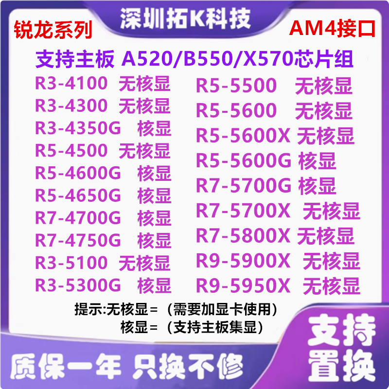 Amd Ryzen R5-5600 X R5 4650g R75700X 5800X R9 5900X R5 7500F Cpu