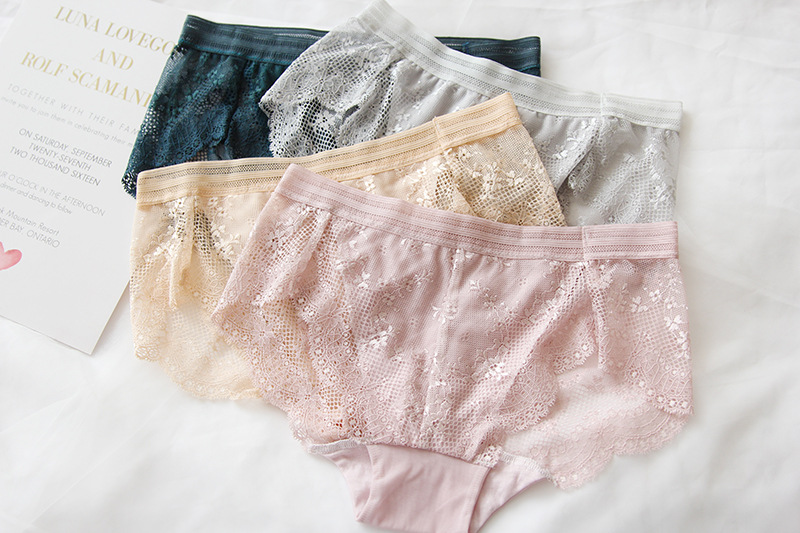 Sản phẩm mới Ren ngọt ngào giữa eo không có dấu vết đồ lót nữ tam giác Sexy đồ lót cô gái rỗng 3 lựa chọn màu sắc quần lót nữ trung niên