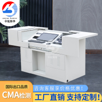 Steel multimedia teaching platform Double-layer left and right flat push platform Central control electronic desk Electric classroom teacher desk