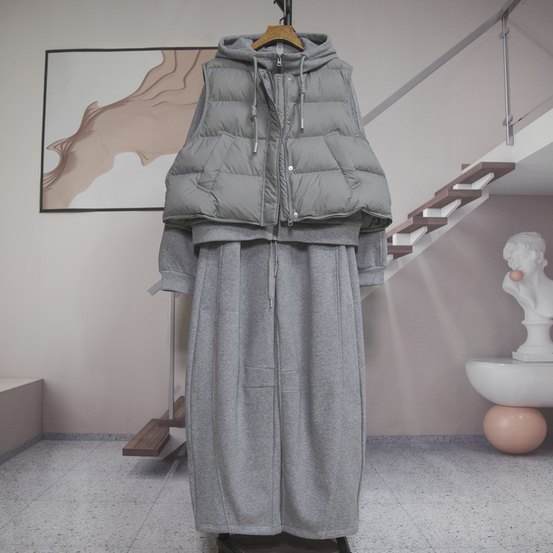 Fashionable Casual Hooded Cotton Vest Plus Fleece Sweatshirt and Sweatpants Set for Women 2026 Winter New Three-Piece Set Trendy 6629 Fashionable Casual Hooded Cotton Vest Plus Fleece Sweatshirt and Sweatpants Set for Women 2026 Winter New Three-Piece Set Trendy 6629