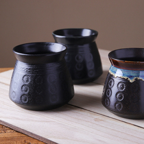 Japanese ceramic household chopstick barrel creative hot pot spoon jar retro Japanese barbecue jar sauce meat jar beef rib jar